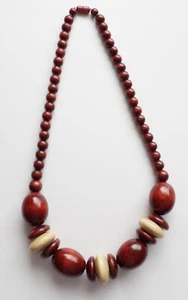 Wood Beaded Vintage Necklace 24" Long - Picture 1 of 6