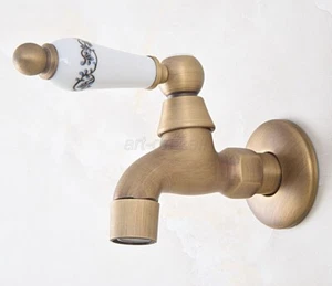 Antique Brass Bathroom Mop Pool Faucet Wall Mounted Ceramic handle aav319 - Picture 1 of 7