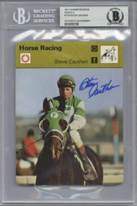 STEVE CAUTHEN SIGNED #1123 SPORTSCASTER CARD AFFIRMED ENCAPSULATED BECKETT BAS - Picture 1 of 1