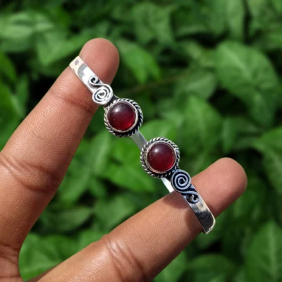 Sale Green Onyx Gemstone 2 Stone Cuff Bangle 925 Silver Plated Handmade Jewelry - Image 1 of 4