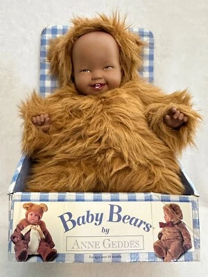 1997 15" Anne Geddes Baby Teddy Bears African American Plush Teeth Toy Doll NRFB - Image 1 of 4