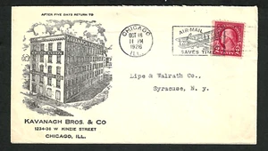 Cover with Biplane Fancy Cancel Kavanaugh Bros Chicago Ill 2 Cent 1926 US C1A - Picture 1 of 3