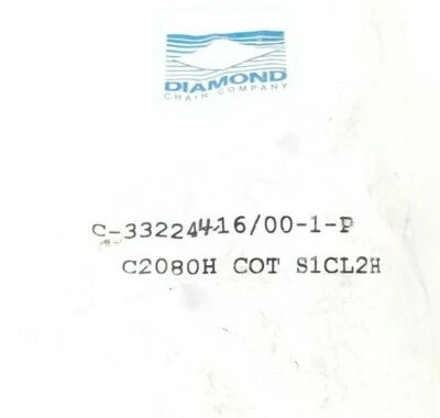 NEW IN BAG DIAMOND CHAIN CO. C-332244-16/00-1-P ROLLER CHAIN LINK C2080H S1CL2H - Image 1 of 3