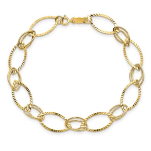 14K Solid Yellow Gold Link Chain Bracelet - Picture 1 of 12