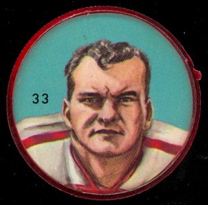 1963 CFL NALLEY'S FOOTBALL SP COIN #33 JERRY SELINGER EX+ Ottawa Rough Riders