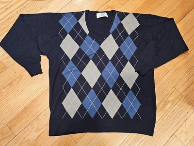 Pringle Of Scotland For Harrods London Vintage Sweater Men Lambswool Argyle 2XL - Image 1 of 4