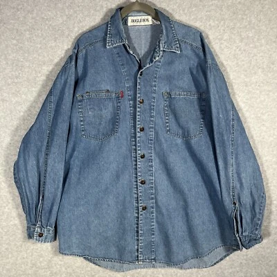 Classic Bugle Boy Heavy Denim Long Sleeve Metal Button Up Shirt/Jacket XL - Image 1 of 4