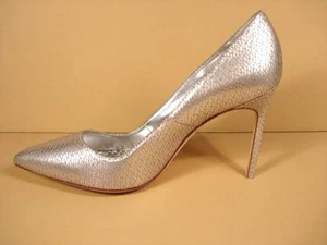 MANOLO BLAHNIK SILVER LEATHER GOLD MESH "BB" CLASSIC PUMPS HEELS 39/8.5 NEW $752 - Picture 1 of 8