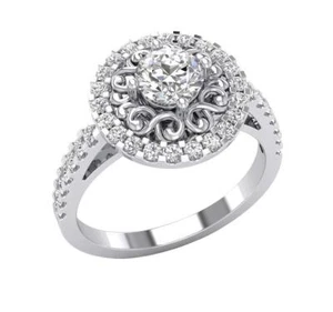 Lab Grown Genuine Diamond VS F 1.20 Ct Solitaire Engagement Ring 14K White Gold - Picture 1 of 9