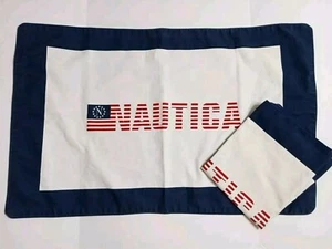 Nautica Flag SPELLOUT Red White Blue King Size Pillow Shams - Picture 1 of 7