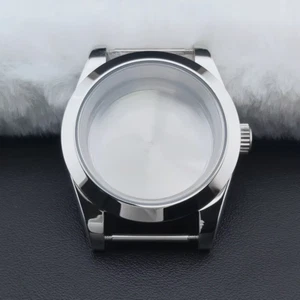 Caja de reloj plateada 36 mm/39 mm ajuste zafiro movimiento NH35 NH36 NH34 borde biselado buena - Imagen 1 de 18