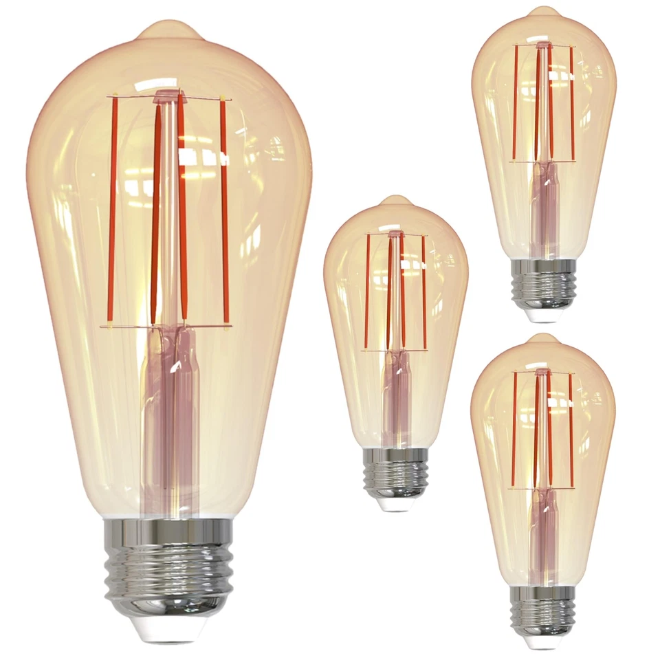 Diodesy 4PK LED ST18 Vintage Light Bulb E26, 5W, 40W, 2200K, 450LM, CRI90 - Image 1 of 4