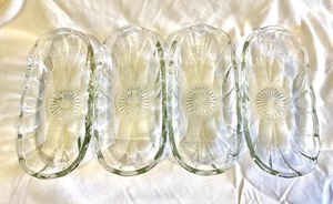 Vintage Clear Glass Corn Dishes – Sunburst Bottom – Set of 4 - Picture 1 of 8