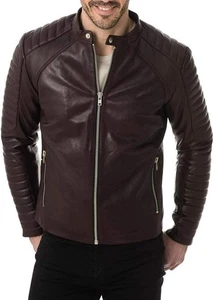 Brown Bomber Leather Jacket Men Pure Lambskin Size S M L XL XXL Custom Made- 343 - Picture 1 of 11