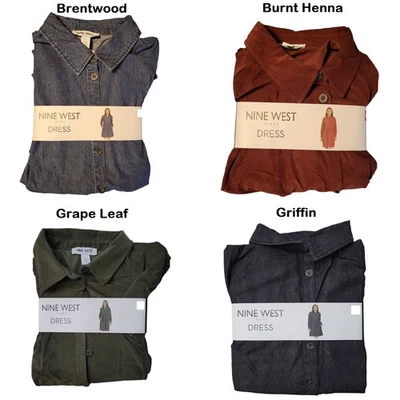 Nine West Women's Side Seam Pockets Soft Comfortable Cotton Dress - Image 1 of 3