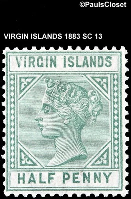 VIRGIN ISLANDS 1883 SC 13 QUEEN VICTORIA GREEN ½p MHR F/VF - Image 1 of 2