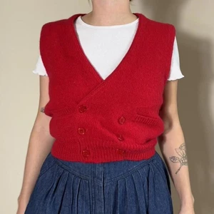 vintage red wool vest - Picture 1 of 8
