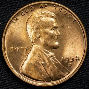 1938-D Lincoln Wheat Penny Uncirculated Red BU RD - Denver Mint - Picture 1 of 4
