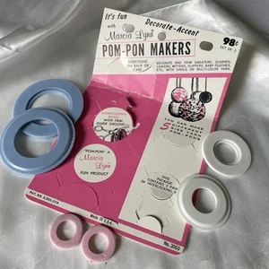 VTG marcia Lynn Pom -Pon Makers , Pre-owned Set Of 2 Each Size. Made In The USA. - Picture 1 of 7