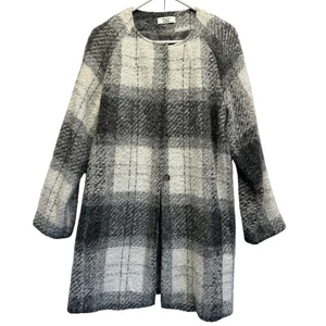 Originals by Scapa Women Lined Wool Blend Coat Jacket Long Line Grey White 8 - Picture 1 of 7