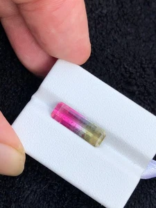 Bi-Color Tourmaline Loose Stone: 3.2 Carat Emerald Cut Gemstone - Picture 1 of 9