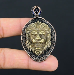 Blue Sapphire Gemstones Cropper Wire Wrapped Handmade Lab-Created Pendant - Picture 1 of 6