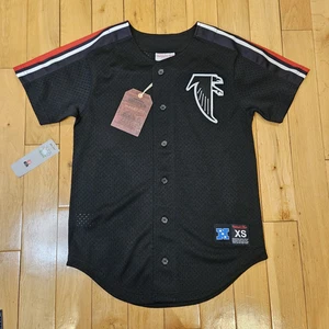 Neu mit Etikett Mitchell & Ness Atlanta Falcons Team NFL Baseball-Stil Trikot Erwachsene XS - Bild 1 von 13