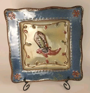 Canyon Ranch Christmas Cowboy Square Dinner Plate 10" Cowboy Santa Cookie Plate - Picture 1 of 9