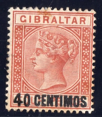 Gibraltar 1889 40c on 4d Orange-Brown SG19 Fine LMM c £55 - Image 1 of 2