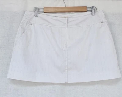 Mango MNG white denim mini skirt,casual wear, 3 pockets,logo buttons.Size 10. - Image 1 of 4