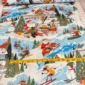 2 Yds Santa At Yuletide Lodge Cotton Fabric By Alexander Henry - Picture 1 of 6