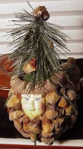 PINE CONE MAN FACE ~ CHRISTMAS ORNAMENT  9" Long ~ New (#2) pinecone - Picture 1 of 2