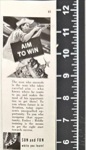 Embry Riddle School of Aviation Aim To Win Miami FL Vintage Print Ad 1941 - Picture 1 of 7