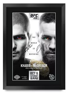 Autógrafo enmarcado póster de UFC 229 Fight Khabib Nurmagomedov vs Conor McGregor A3 - Imagen 1 de 7