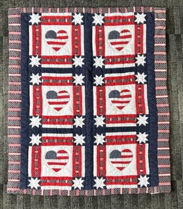 Red, White, & Blue Lap Blanket Child Toddler Patchwork Quilt 50” X 60” Patriotic - Picture 1 of 3