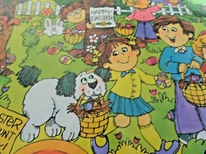 Vtg Hallmark Easter Gift Wrap Children Dog Animals Baskets Eggs one sheet - Picture 1 of 4