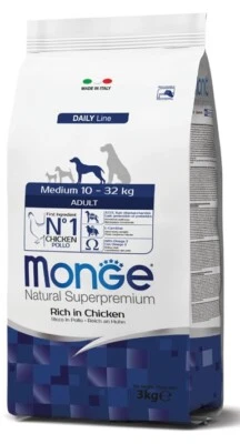 Monge Natural Medium Adult Ricco in Pollo Crocchette per Cani Adulti al Pollo - Immagine 1 di 4