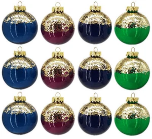 12 Weihnachtskugeln Kugeln Christbaumkugeln Set Christbaumschmuck bunt Pajetten - Bild 1 von 7