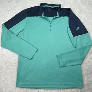 Adidas Shirt Men Medium Green Active 1/4 Zip Pullover Long Sleeve Performance - Picture 1 of 7