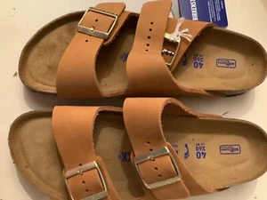 Birkenstock Arizona Womens Size 9-9.5 Mink Soft Footbed Leather Sandals - Picture 1 of 9