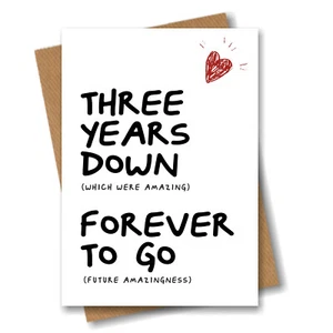 3rd Anniversary Card - Husband Wife Boyfriend Girlfriend Fiance 3 year Wedding - Picture 1 of 4