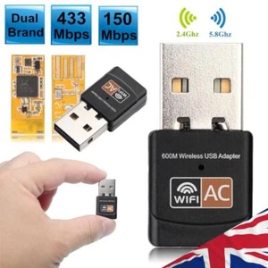 600Mbps WiFi Wireless USB Dongle Dual-Band USB Adaptador for PC Computer - Picture 1 of 5