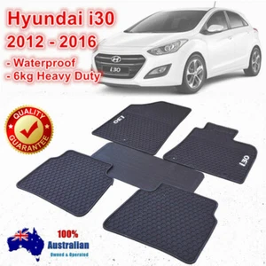 Rubber Car Floor Mats Tailored For HYUNDAI i30 GD Series 2012 - 2017 Black white - Picture 1 of 5