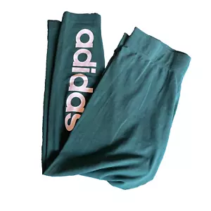 Adidas grün mit weißem Spruch Leggings Trainingshose Yoga Large - Bild 1 von 6