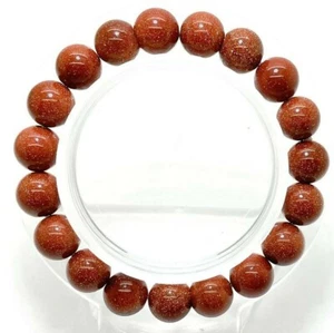 Natural Gold Sandstone Smooth Round Gemstone Beads Stretch Bracelet PGB101 - Picture 1 of 3