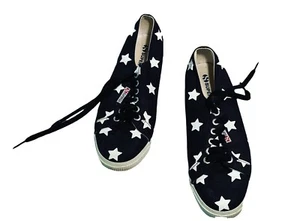 Superga Canvas-Schuhe Freizeit Schnürschuhe Damengröße 8 S0037Q0 schwarz weiß Sterne  - Bild 1 von 7