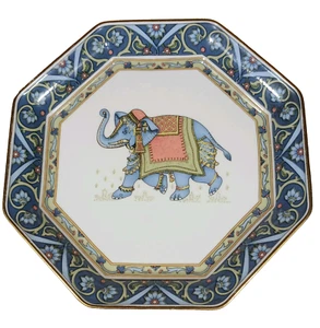 Vintage 1992 Wedgwood Bone China Blue Elephant Octagonal Tray 5" - Picture 1 of 2