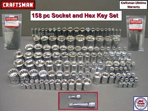CRAFTSMAN 158 pc 1/4 3/8 1/2 Dr SAE METRIC MM 6pt 12pt wrench socket set 159 116 - Picture 1 of 6