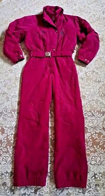 Fera Women’s Ski Suit Ladies Size 8 Magenta w/ Floral Design Nylon Zip Snap VTG - Image 1 of 4