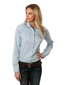 Roper Western Shirt Womens Long Sleeve Light Blue 03-050-0265-1026 BU - Picture 1 of 1